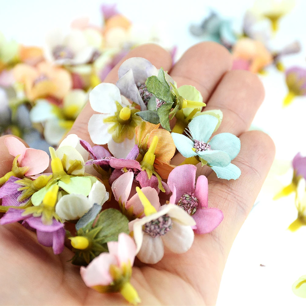 50 шт. 2 см разноцветные Искусственные цветы в виде ромашек для украшения дома на