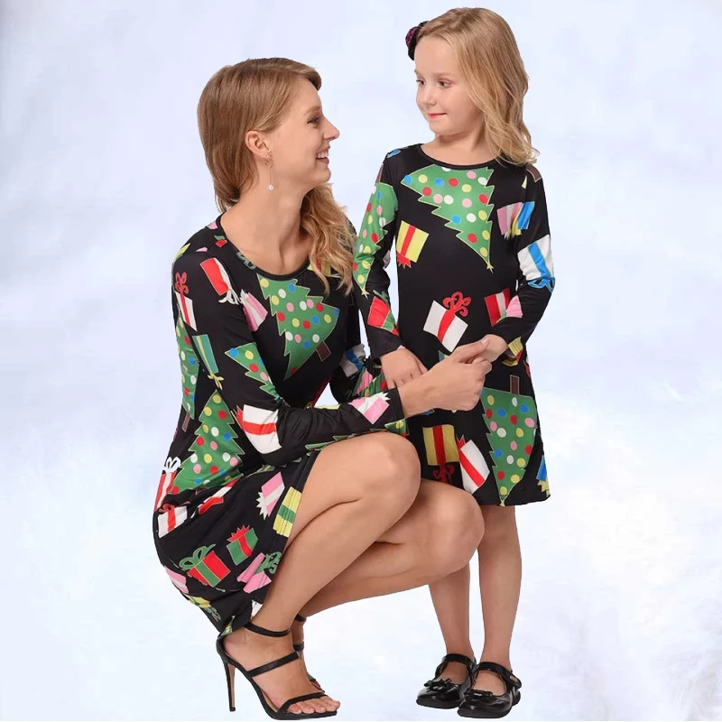 Семейные одинаковые платья для мамы и дочки рождественское платье одежда с