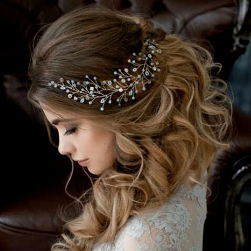

Handmade Crystal Rhinestones Silver Golden Wedding Headband Headpiece Jewelled Headband Wedding Hair Jewelry