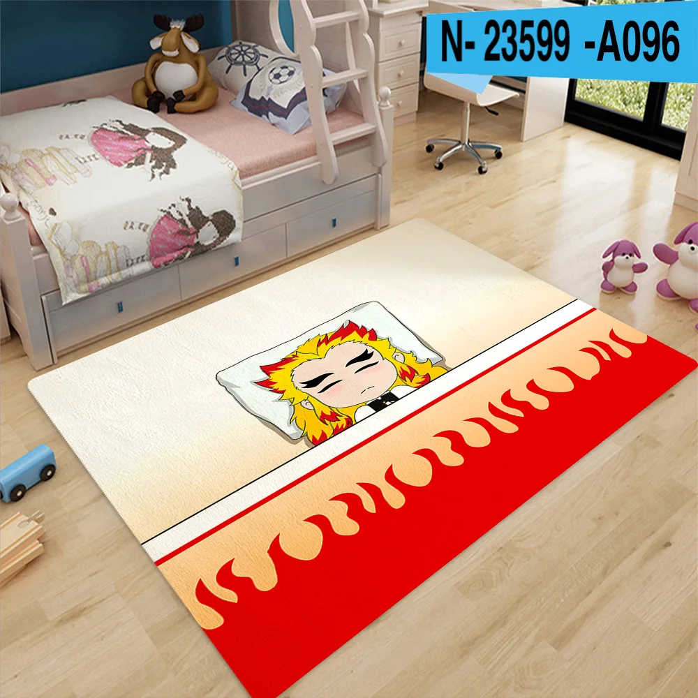 

Demon Slayer Soft Edge Anti Slip Rectangular Living Bedroom Kitchen Bathroom Area Edge Family Floor Mat Home Decoration Carpet