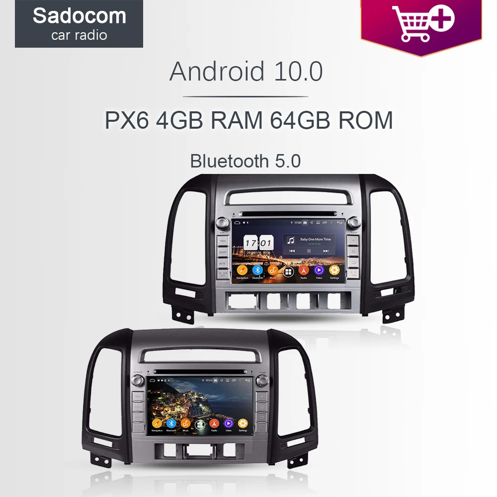 Автомобильный DVD плеер PX6 DSP IPS Android 10 0 8 ядер 4 Гб ОЗУ 64 GPS Navi RDS Авторадио 5 для Hyundai Santa