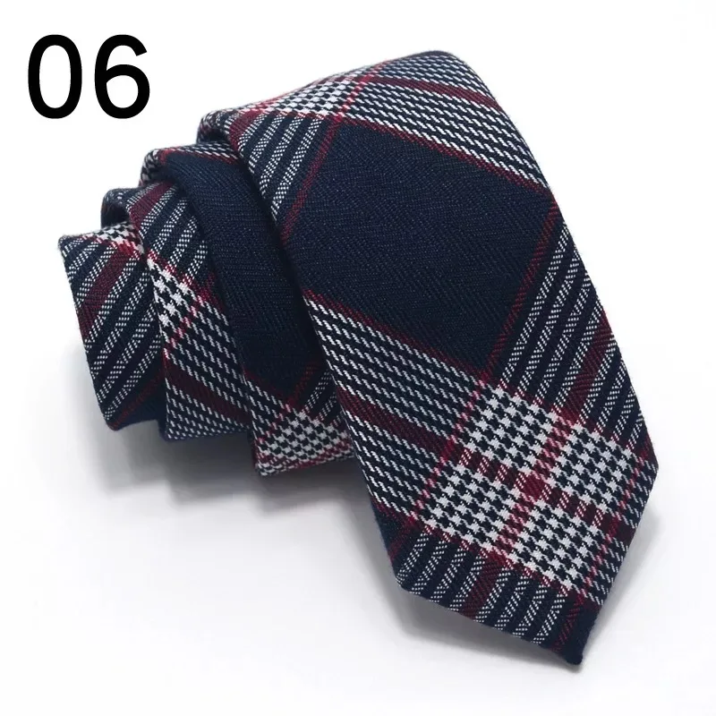 

Fashion 6CM Men's Plaid Tie Cotton Formal Ties Necktie Narrow Slim Skinny Cravate Narrow Thick Neckties