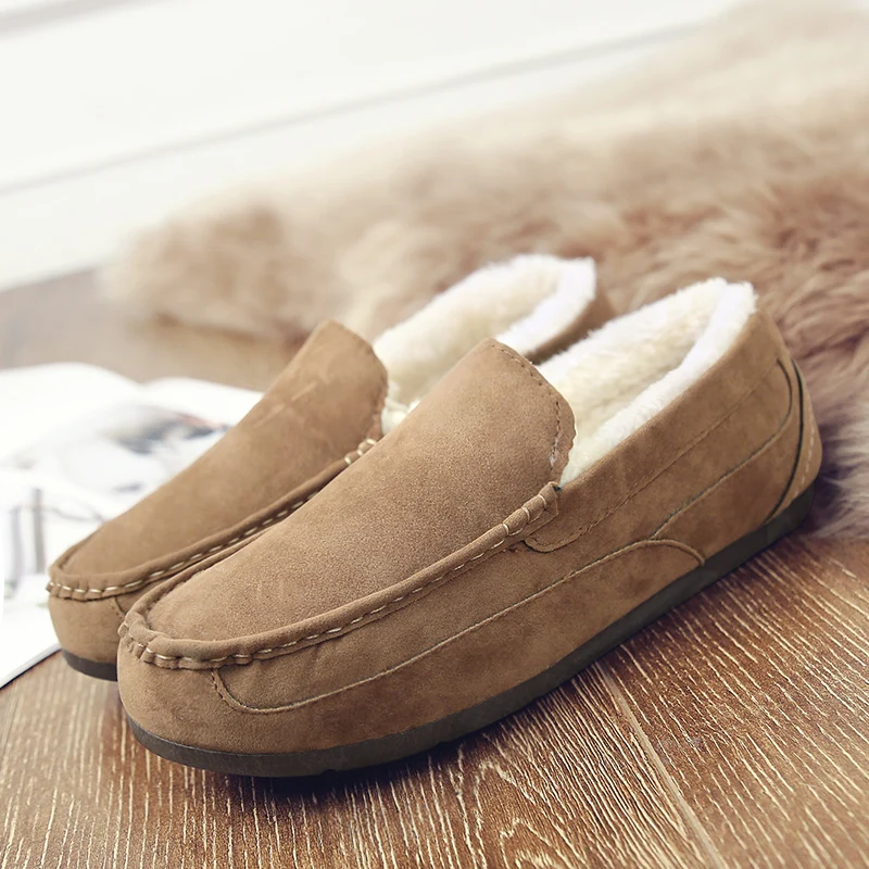 Unisex Fur Men Loafers winter keep warm Shoes Casual Light Canvas Sneakers Flat Footwear Zapatillas | Обувь