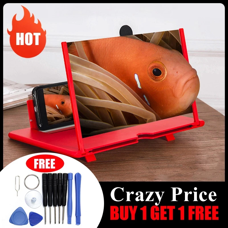 

12 inch Folding Enlarged Phone Screen Magnifier Radiation Eye Protection 3D HD Video Amplifier Mobile Phone Stand Bracket Holder