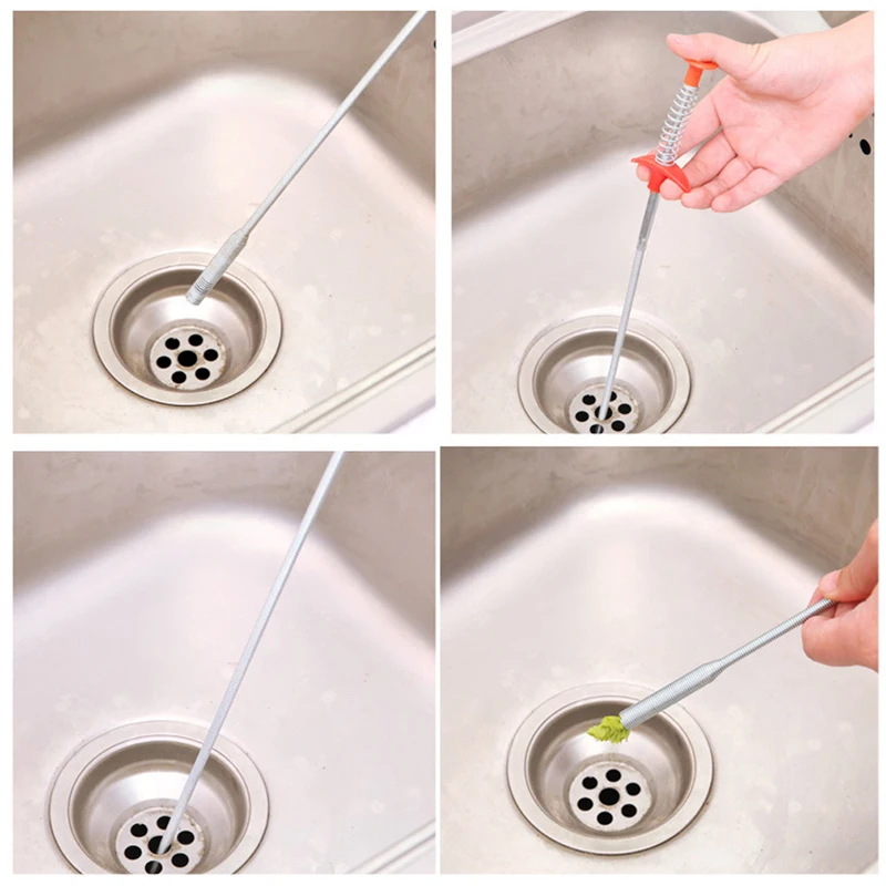 

60cm Spring Pipe Dredging Tools, Drain Snake, Drain Cleaner Sticks Clog Remover Cleaning Tools Household for Kitchen Sink