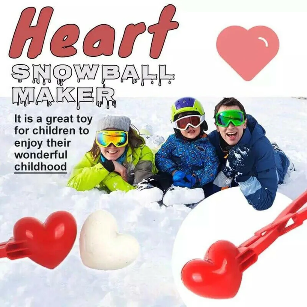 

Heart Shaped Snowball Maker Clip Winter Snow Fight Sand Ball Mold Tool Plastic Clamp Kids Toy