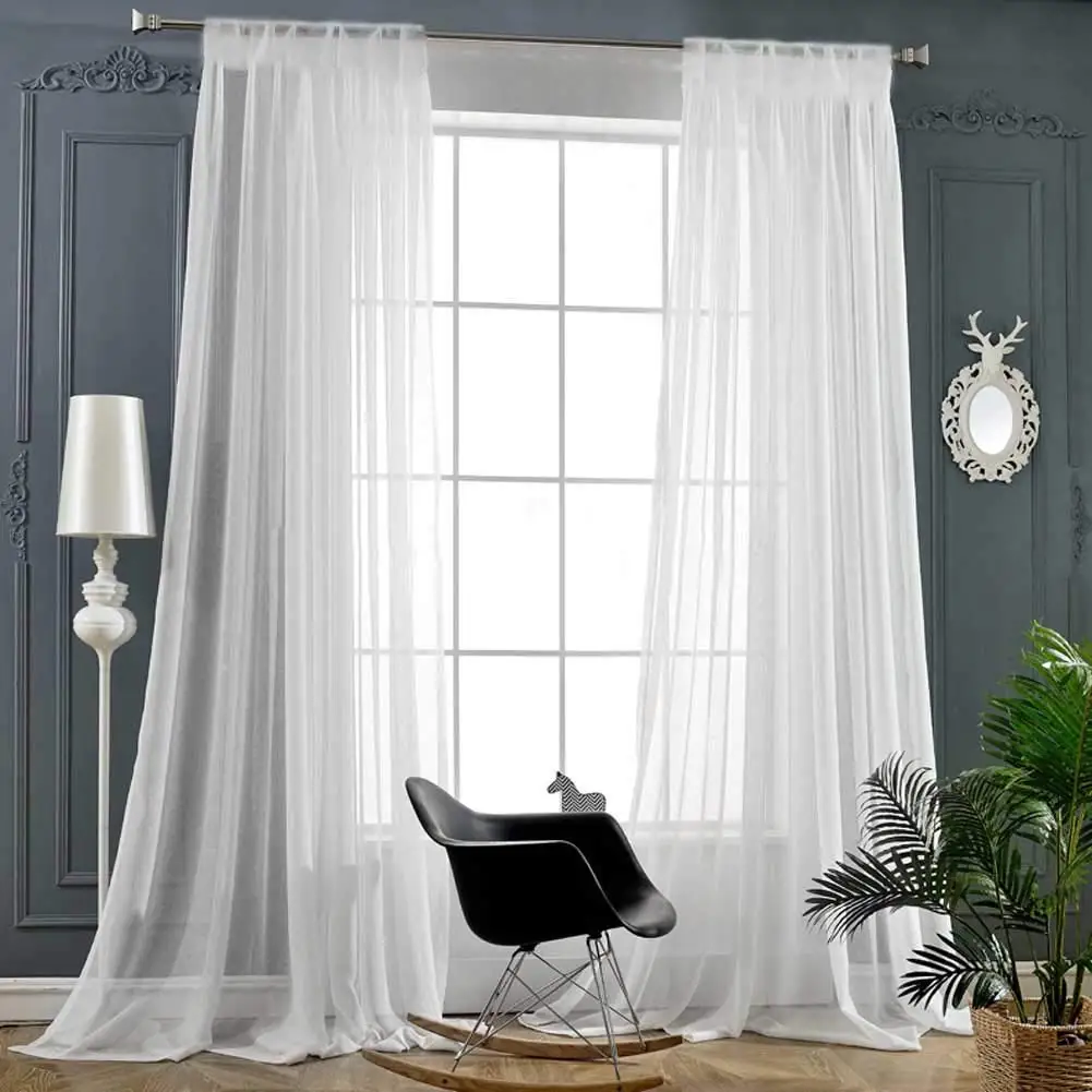 Европейские однотонные белые текстильные шторы для гостиной и кухни современные