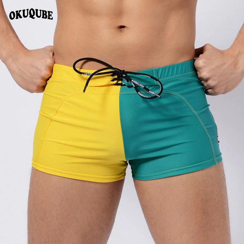 Мужские плавки лоскутный купальный костюм на шнуровке дышащие быстросохнущие