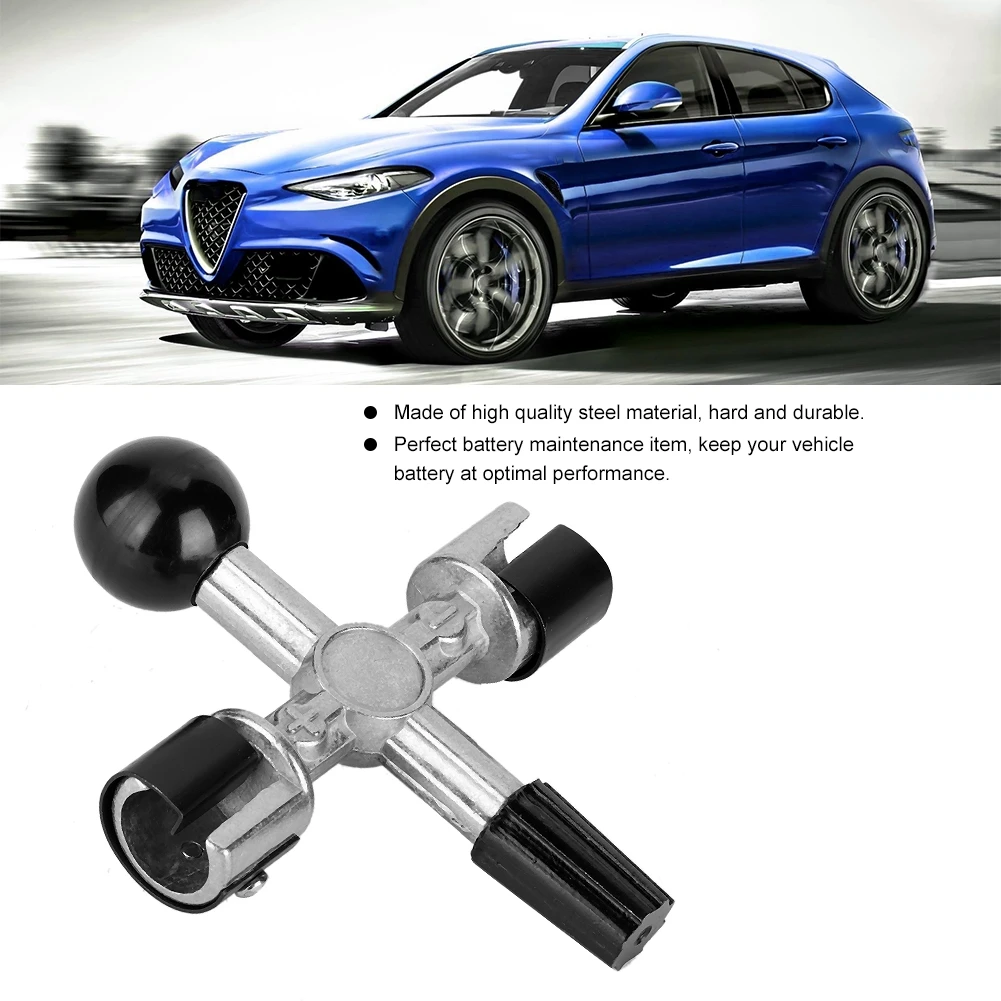

Car Tools 4 Way Battery Terminal Cleaner Scraper Terminal Tool Cleaner Automotive Accessory (Black + Silver)