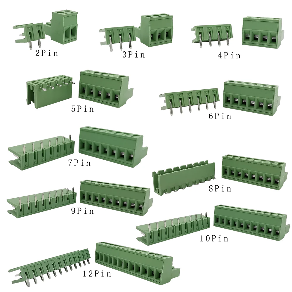 5 пар 300 В 10A 2EDG 08 мм PCB Клеммная колодка коннектор Прямоугольный угол штырьковый