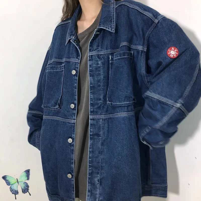 

Модная мужская джинсовая куртка Cav Empt с большими карманами и одной кнопкой