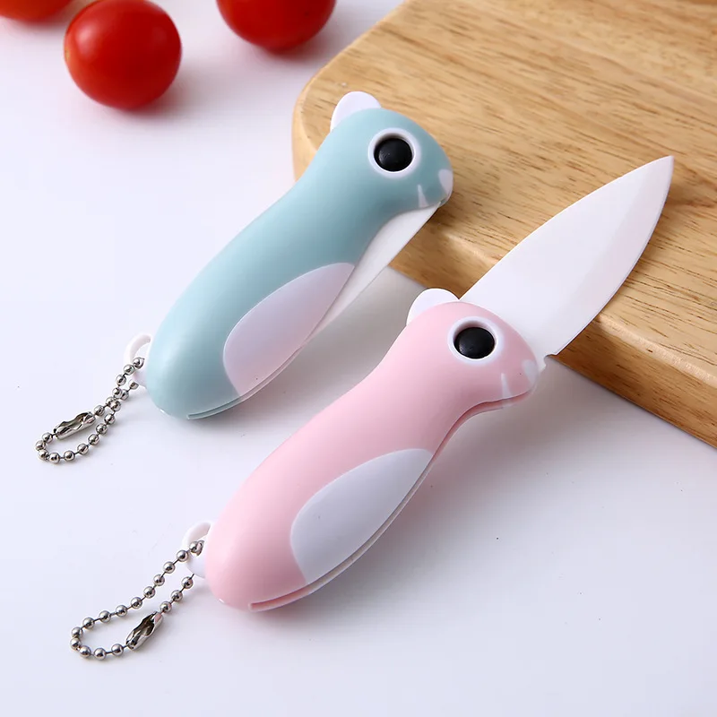 

Pink creative cute ceramic knife household folding fruit knife mini portable portable sharp knife fruit knife peelerceramicknive