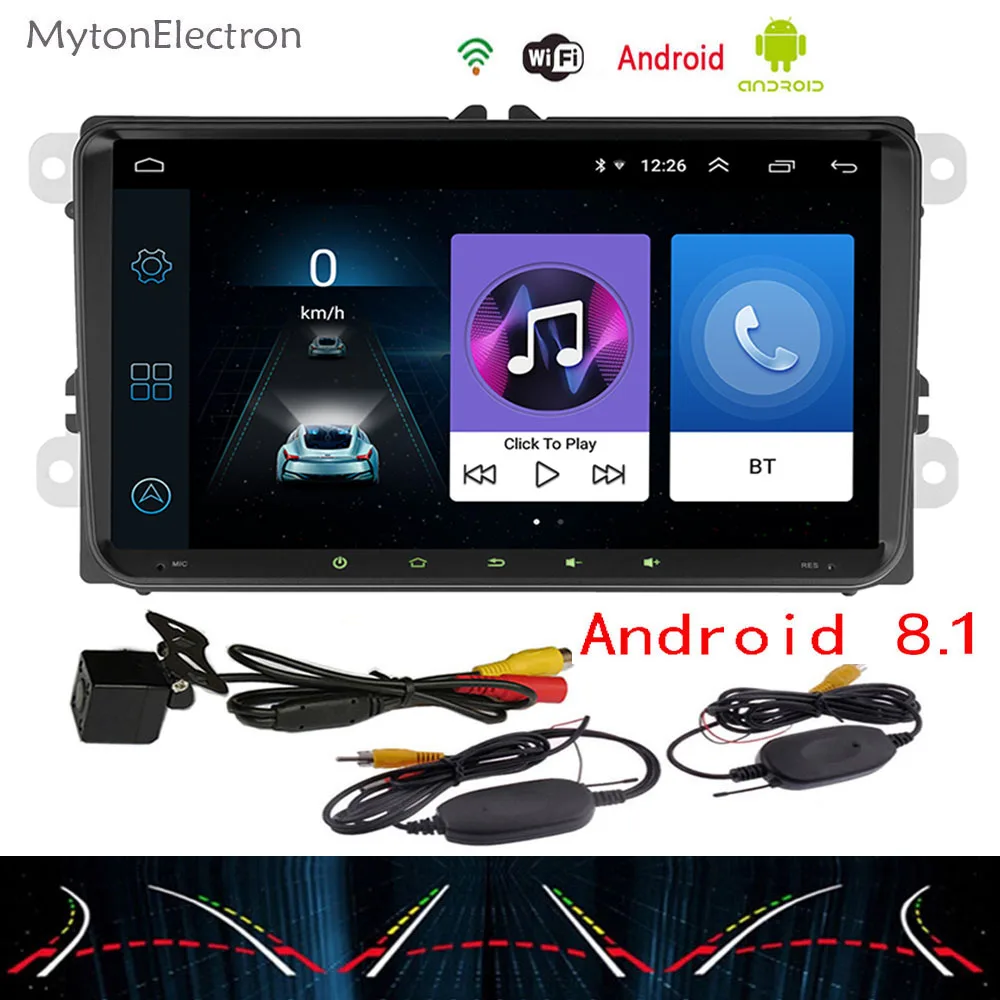 wireless Dynamc Cam " Android 8,1 автомобильный радиоприемник gps навигатор для Volkswagen Skoda Octavia golf 5 6 touran passat B6 polo tiguan yeti rapid multimedia - Размер экрана, дюймов: wireless Dynamc Cam