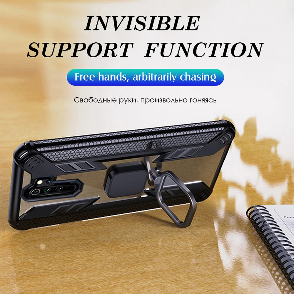 For Xiaomi 8 Lite CC9 Pro Note10 9T Case Shockproof Magnetic Car Holder Ring Bracket Cover Redmi Note 8T/7/8 K20 Shell |