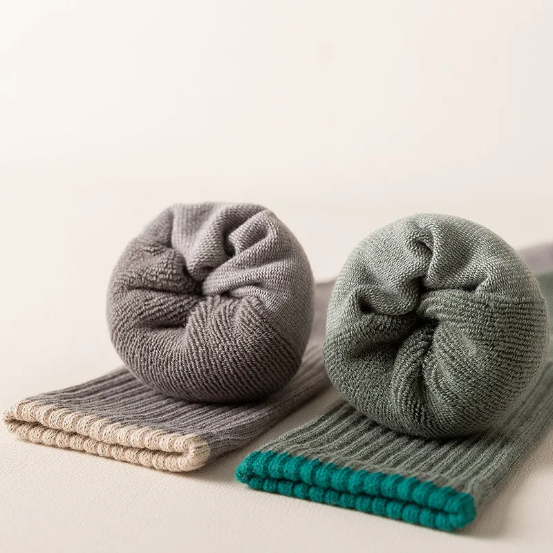 Зимние термоноски мужские однотонные толстые антибактериальные дышащие Теплые