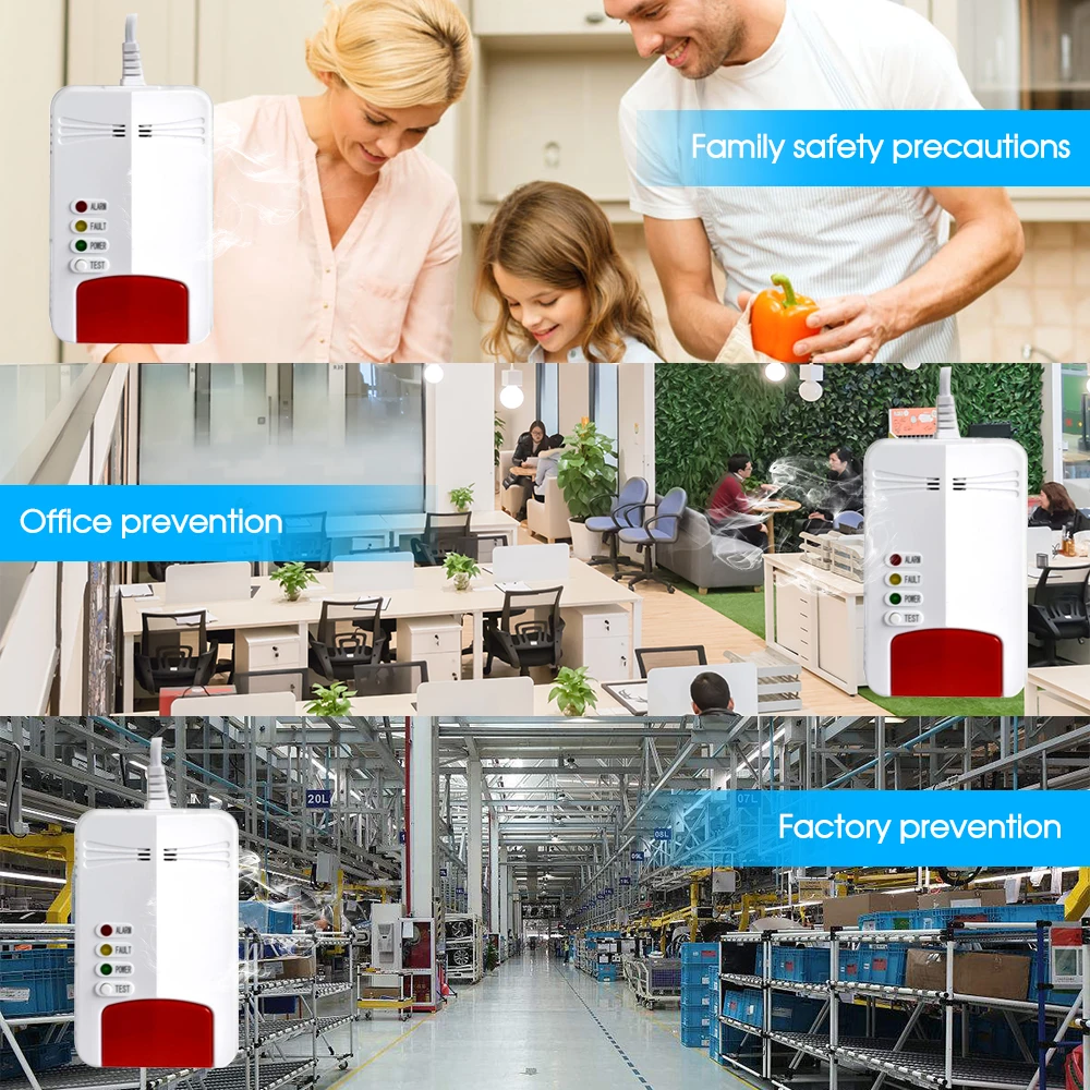 

Tuya WIFI Gas Leak sensor alarm Fire Security Detector with Sound Alarm APP Notification Pushing Tuya APP Remote Control