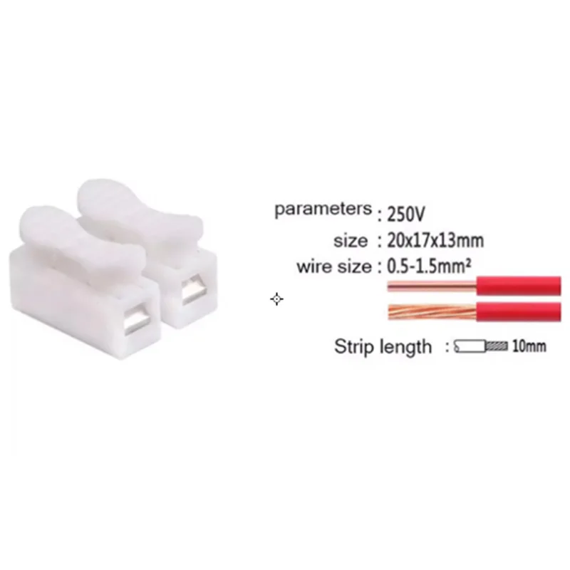 

50 pcs 2A CH-02 copper Wire Quick Connector Splice With No Welding Jack Socket Cable Clamp Terminals Wire Adapter Blocks copper