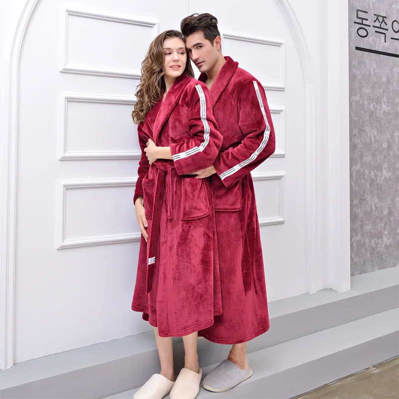 Модные Повседневные банные халаты для мужчин и женщин фланелевый Халат с