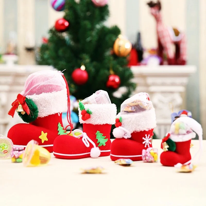 

Christmas Decoration,13cm Flocking Candy Boots, New Year's Gifts for Children, Candy and Snack Storage, Festival Home decoration