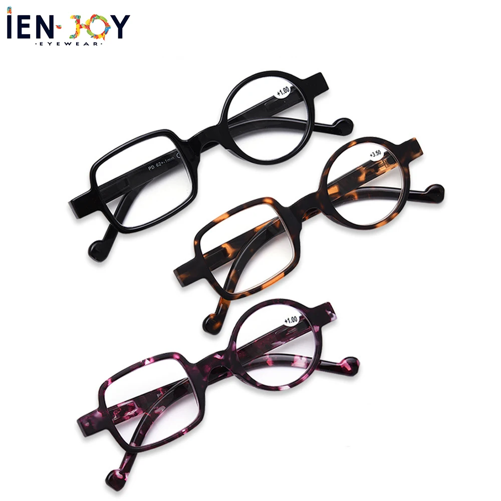 

IENJOY Asymmetrical Reading Glasses Round&Square Men Women Presbyopia Glasses Hyperopia Eyeglasses for Reading