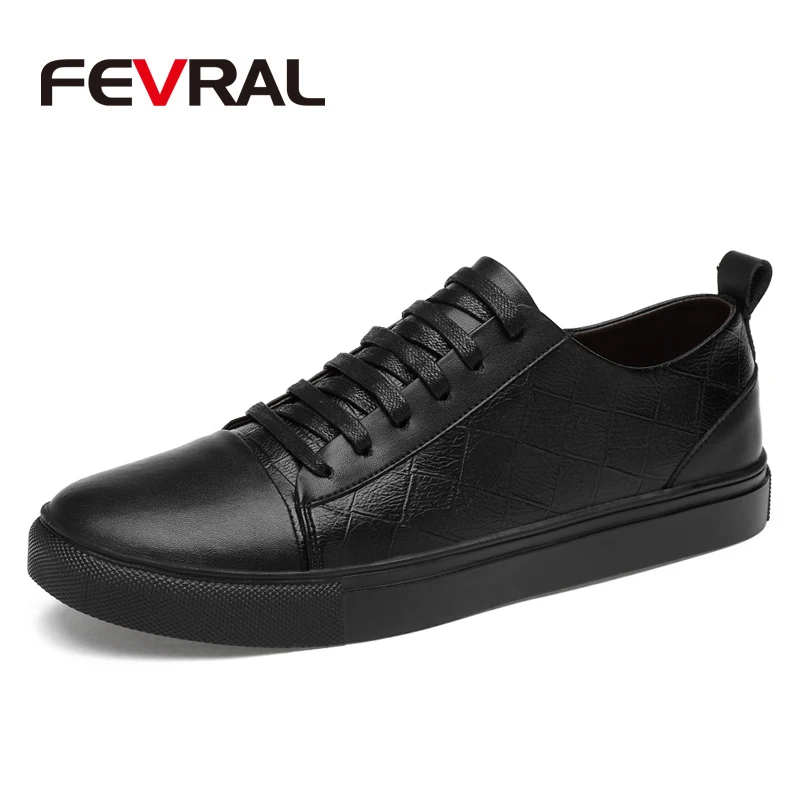 03 Black FEVRAL/Новинка; сезон весна-осень; Мужская обувь; дышащая мужская повседневная обувь; Модная низкая Обувь На Шнуровке; обувь на плоской подошве; zapatillas hombre; размера плюс 38-46 - Цвет: 03 Black
