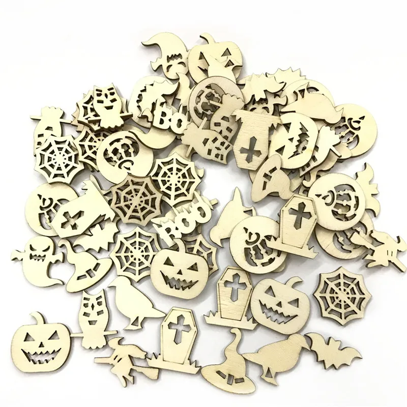 

500PCS DIY Wood Chips Easter Eggs Hanging Ornaments Happy Easter Eggs Wooden Craft Easter Decorations for Home 30MM