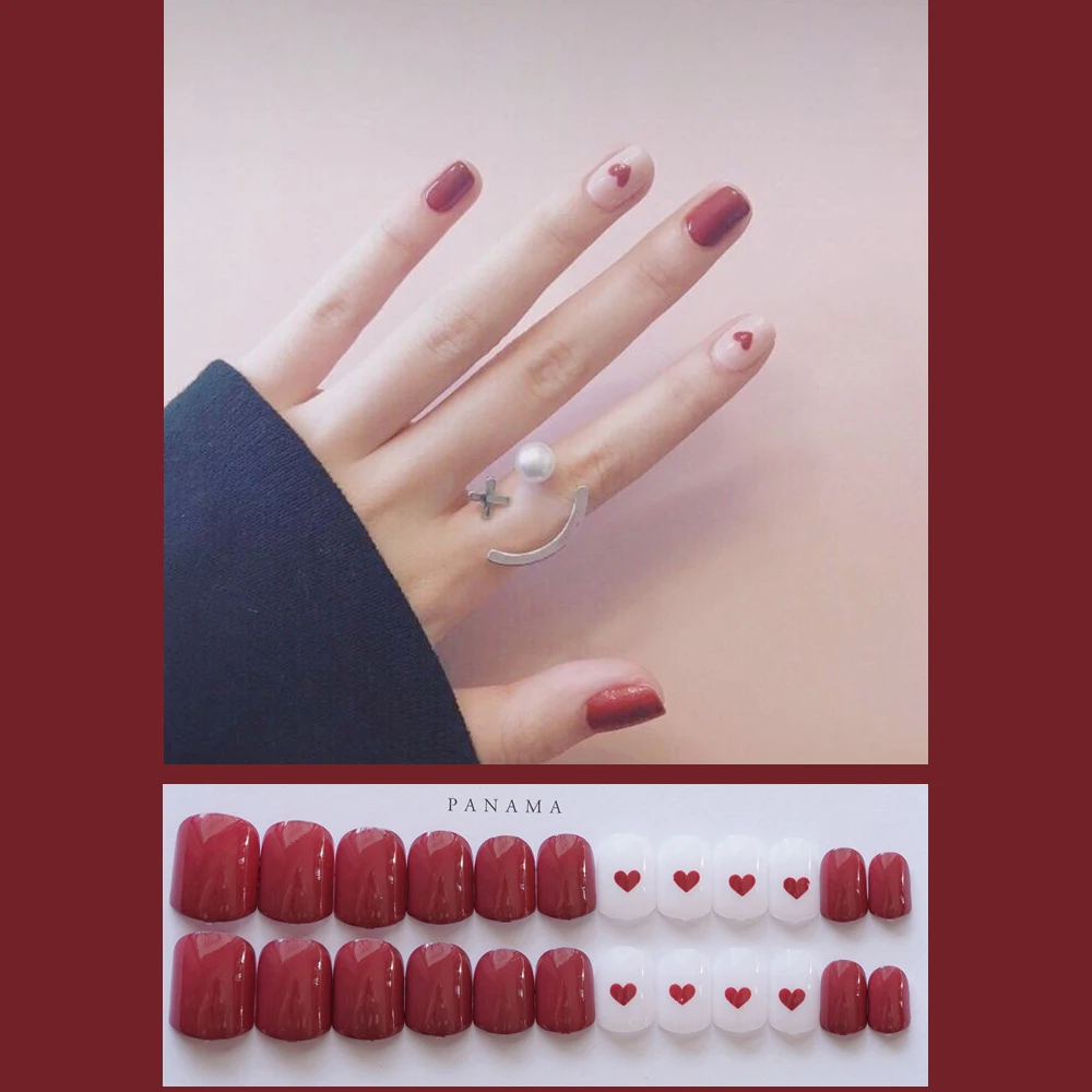 24 шт. красные матовые блестящие розовые накладные ногти 2020 дизайн короткие