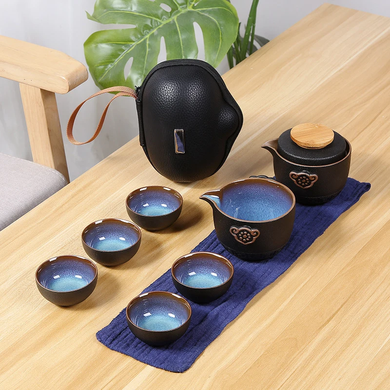 

Portable Tea set include 1 Teapot 5 Teacups ,Beautiful and easy teapot kettle,Chinese Travel Ceramic Portable Teaset gaiwan