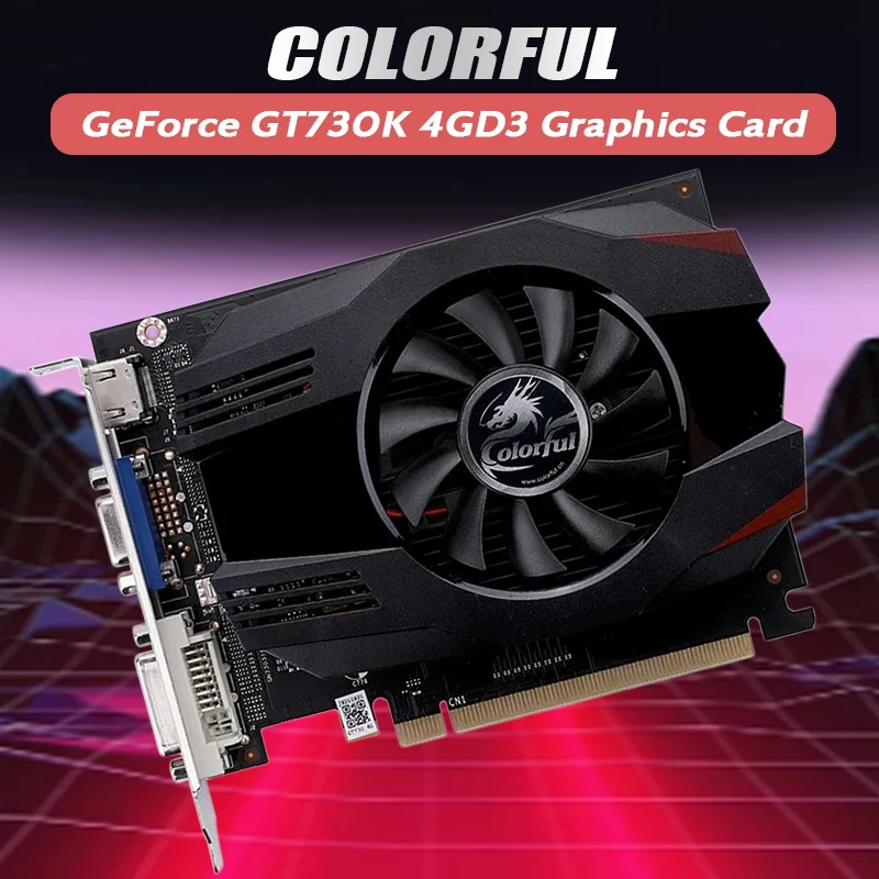 

HOT-COLORFUL GeForce GT730K 4GD3 Graphics Card GT730 4GB GDDR3 64Bit 28Nm DVI+VGA+HDMI-Compatible Video Card Image Card