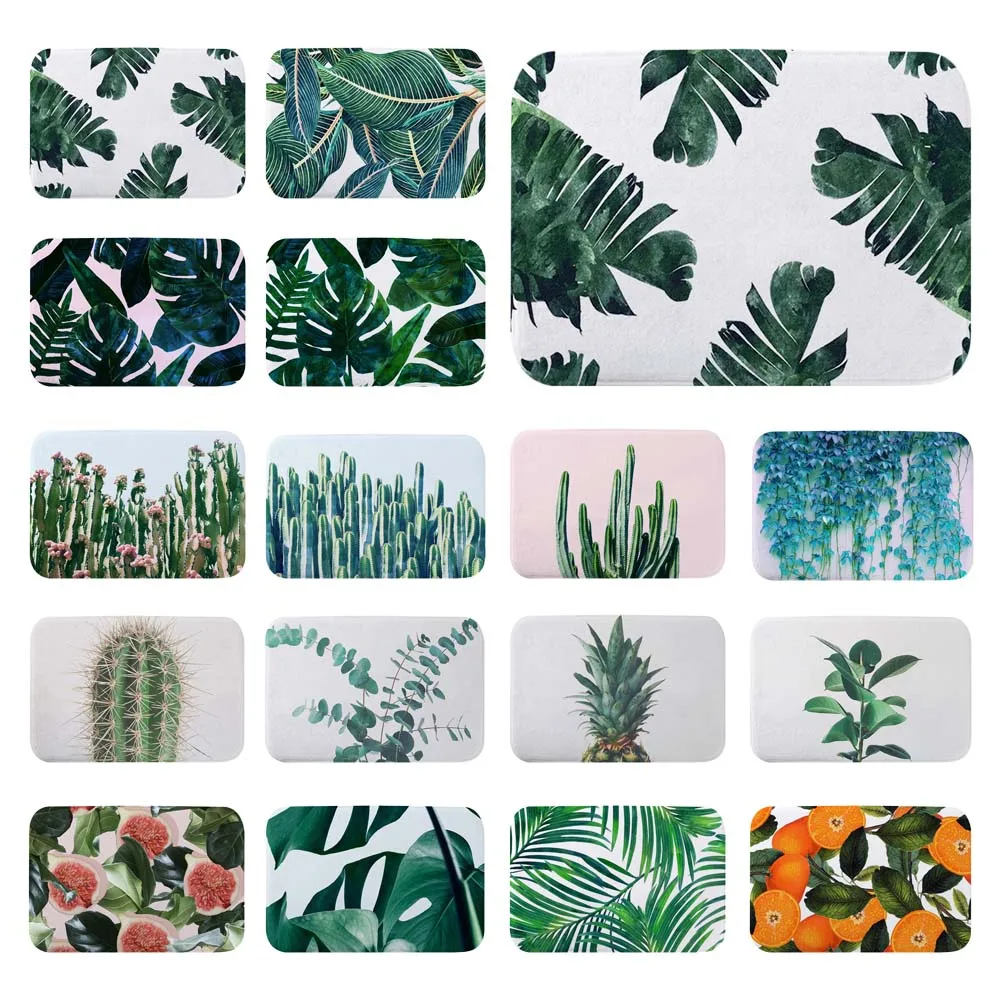 Коврик для ванной с зеленым растительным принтом коврик и спальни ног