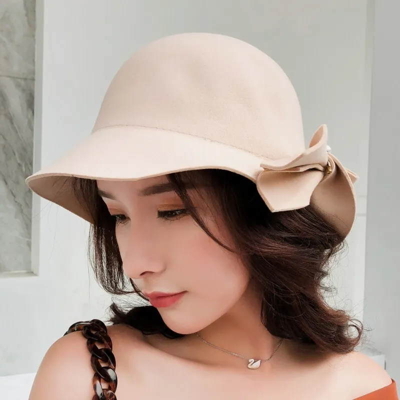 Seioum alta calidad cubo hembra sombrero Hairball Ultra fino lana fieltro sombreros para las mujeres plegable