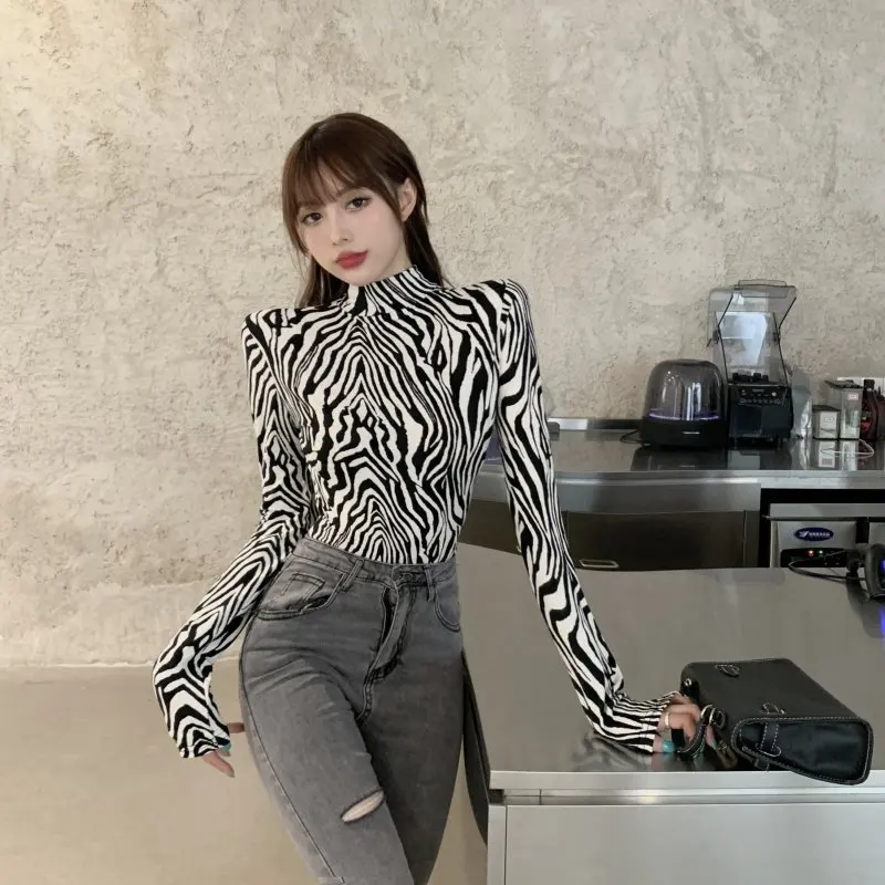 Облегающая нижняя рубашка осень-зима 2020 новинка футболка с высоким воротником в