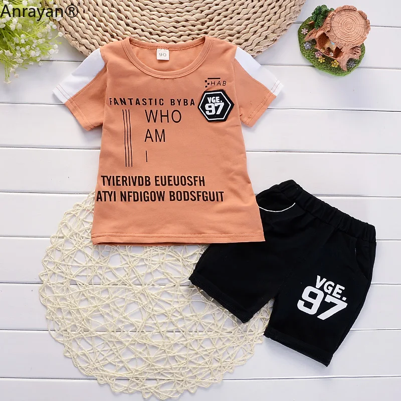 2020 Детская летняя одежда для маленьких мальчиков костюмы из 2 предметов с