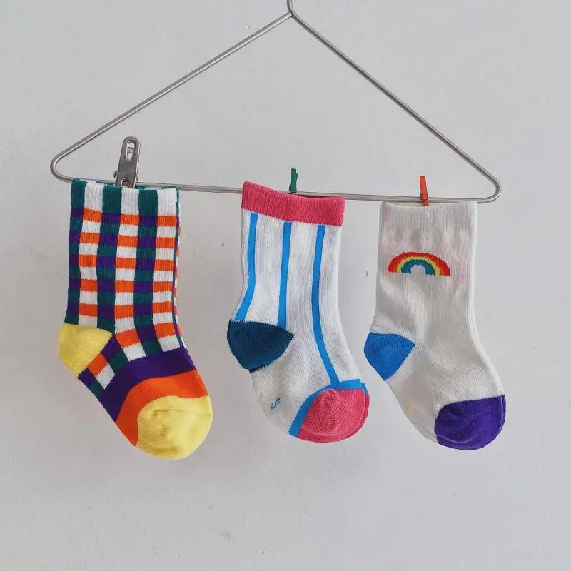 2020 детские носки для маленьких девочек радужные новорожденных малышей мальчиков