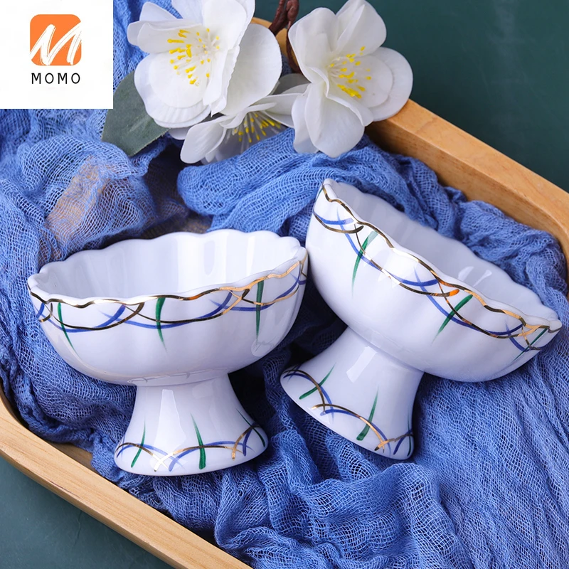 

Ceramic Goblet Dish Golden Trim Ceramic Small Dish Cup Goblet Dish Japanese Material Front Dish Dessert Saucer Tea Dish