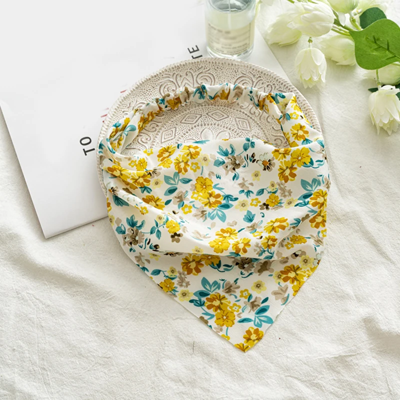 

Elastic Hair Bands Bohemia Hair Scarf Headwear Pastoral Style Floral Scrunchies Triangle Bandanas Headband without Clips