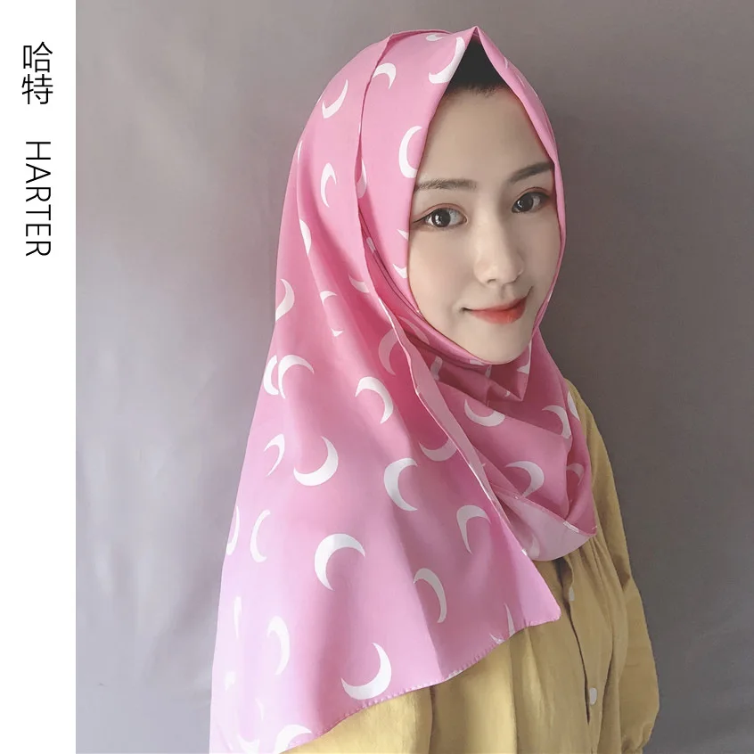 

Muslim headscarf new moon crescent pattern four seasons scarf female Dubai headscarf long headscarf