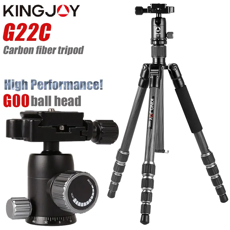 

KINGJOY G22C Professional Carbon Fiber Tripod For Digital Camera Tripode Suitable For Travel Top Quality Camera Stand 143cm Max