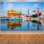 Высокое качество, Золотой храм Индии, масляная живопись, холст, живопись, современный пейзаж, плакат, принты, WallArt, картина, декор гостиной