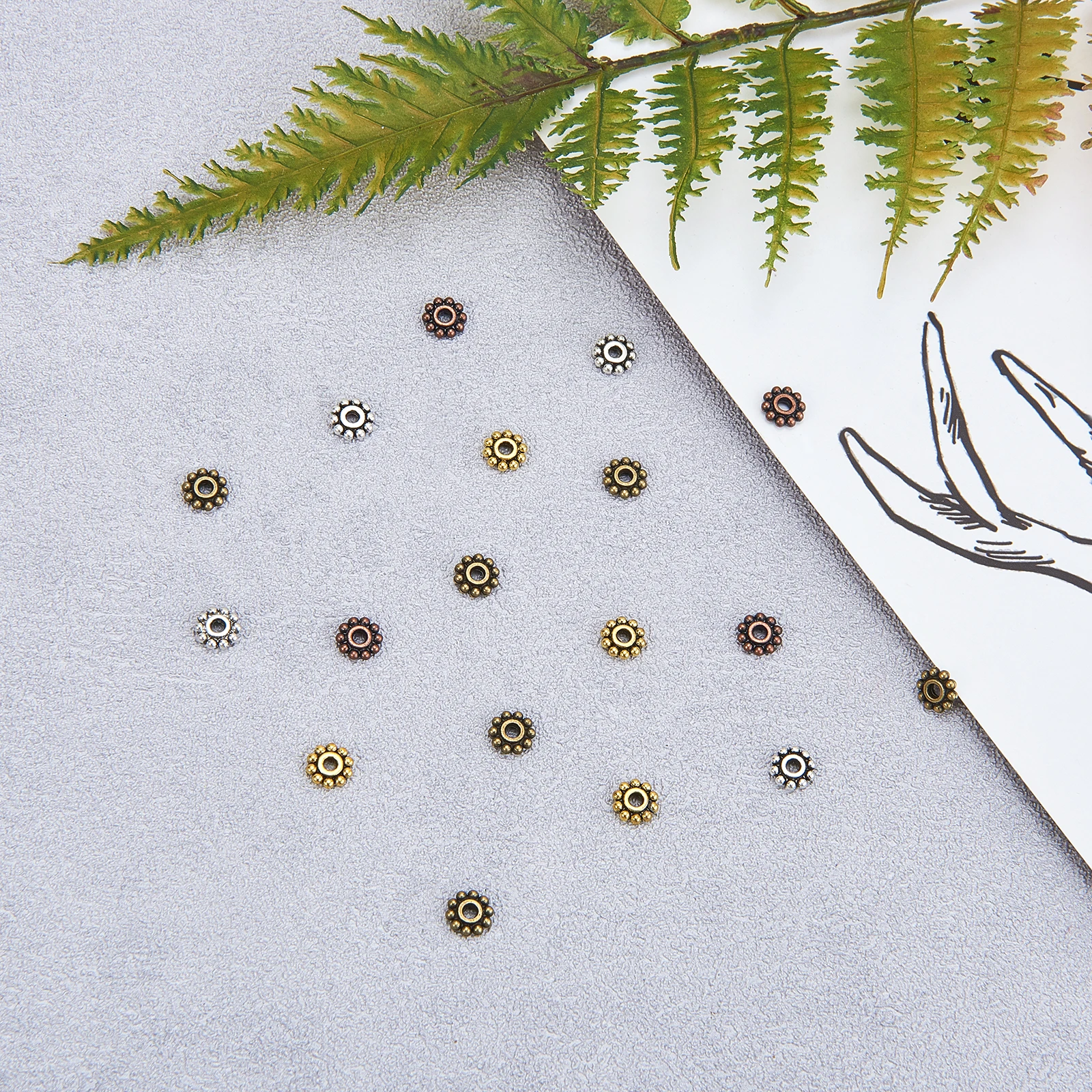 

400Pcs/box Tibetan Style Alloy Spacer Beads Metal Gear Shaped Loose Spacer Beads for Jewelry Making DIY Bracelet Materials