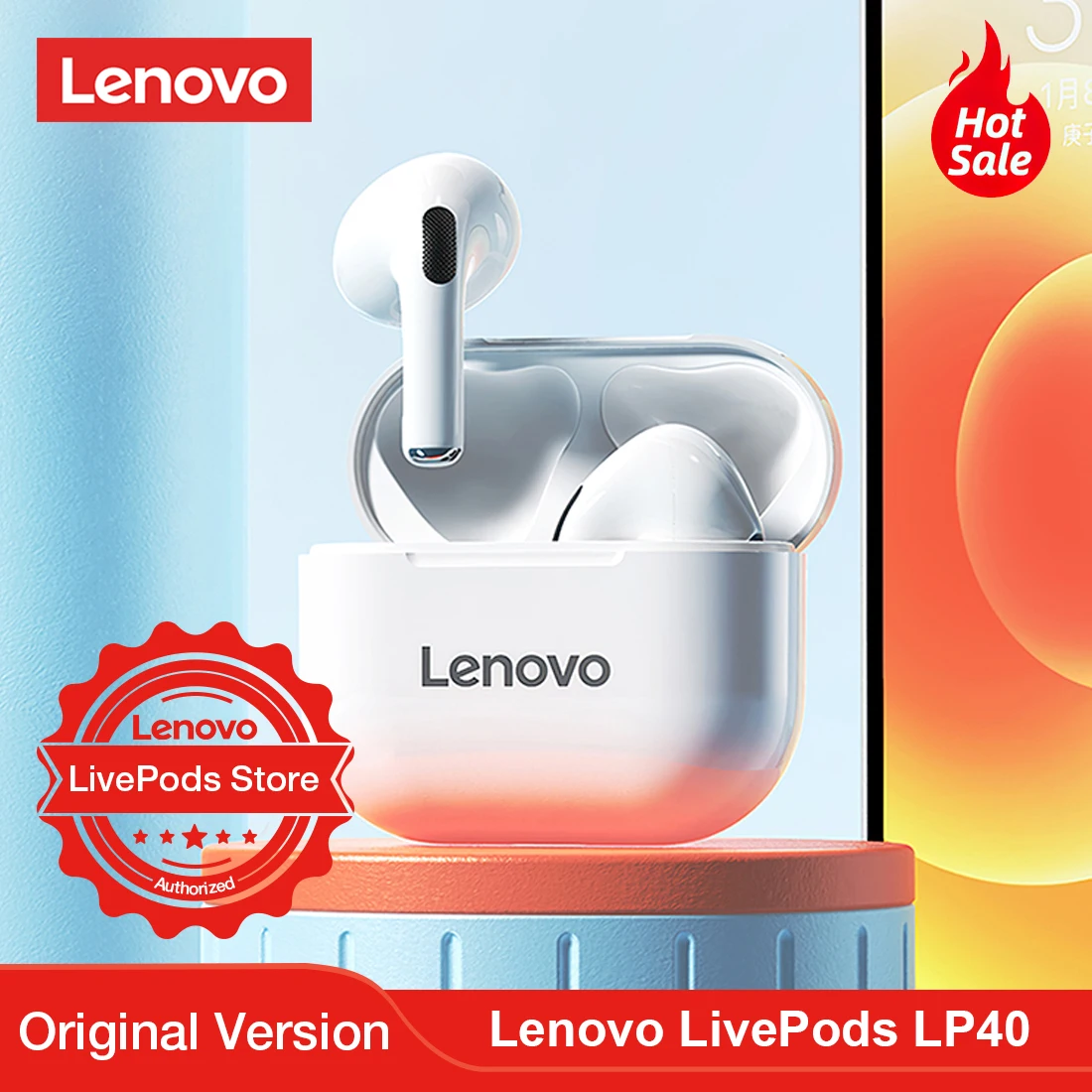 Bluetooth наушники Lenovo LivePods LP40 TWS беспроводные мини Спортивная игровая гарнитура