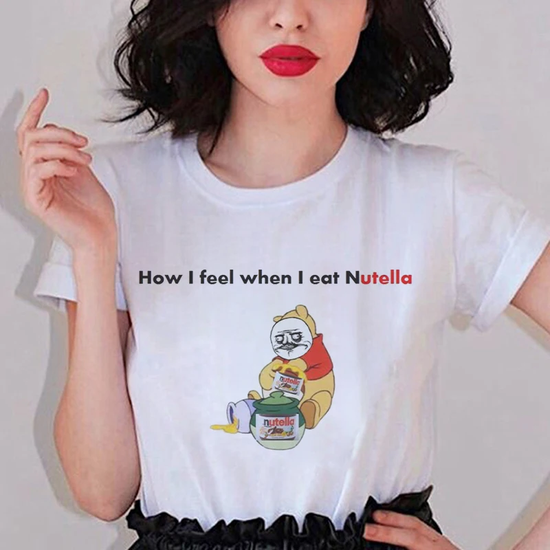 Nutella Kawaii Футболка с принтом для женщин 90s Harajuku футболка девочек Корейский Модный