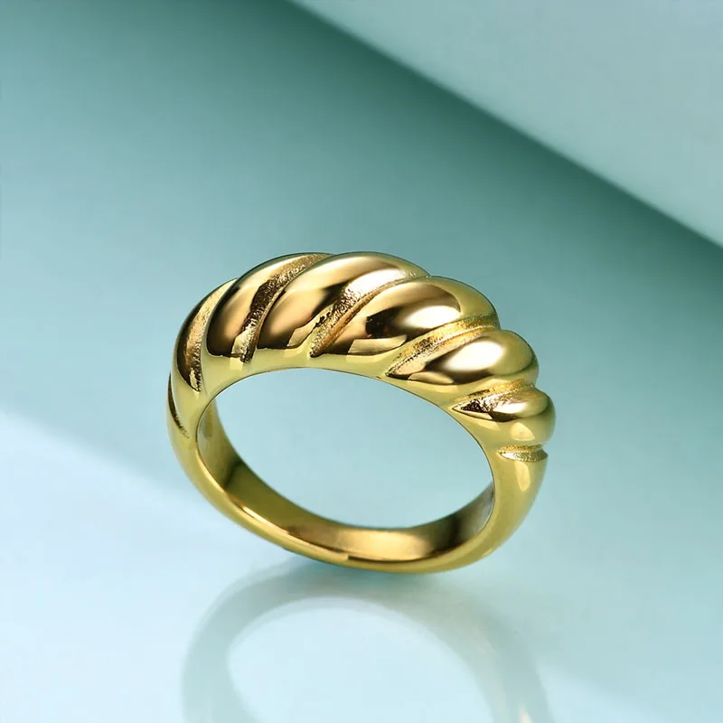 

Twist Ring Bread Shape Gold Color Rings For Women Accessories Finger Fashion Girl Jewelry Gifts 2021 Trend