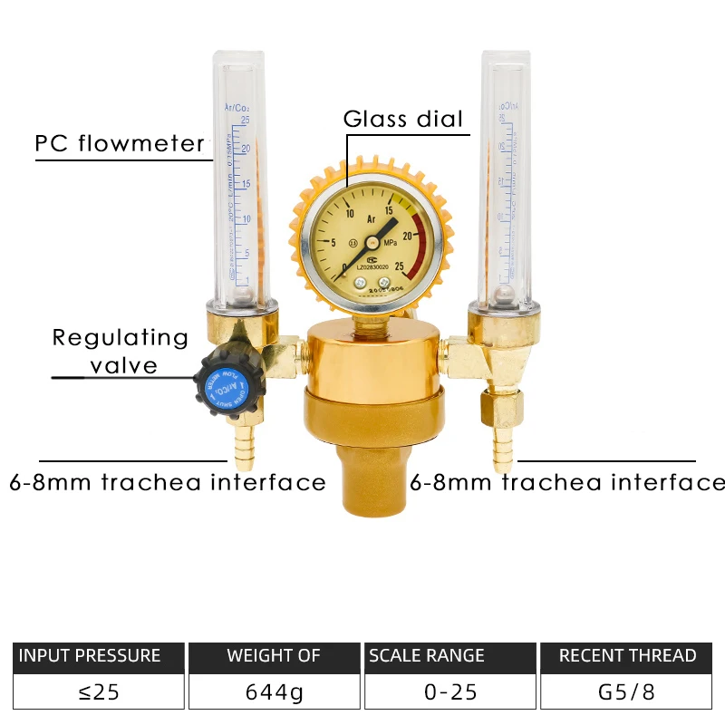 Аргоновый регулятор двухтрубный аргоновый измерительный инструмент CO2 Редуктор