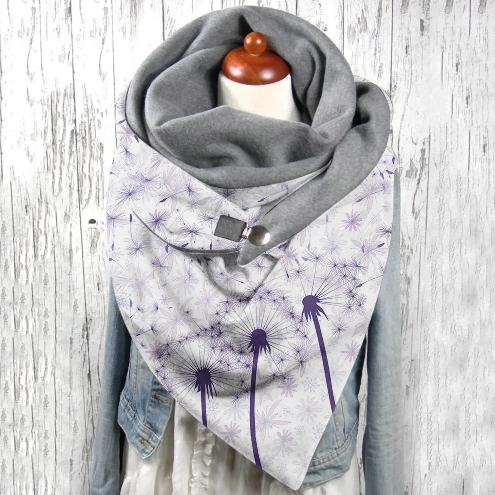 

Winter Fall Warm Scarves Universal Fashion Dandelion Printed Double-Layer Buckle Soft Comfortable Scarf Bufanda Mujer A40