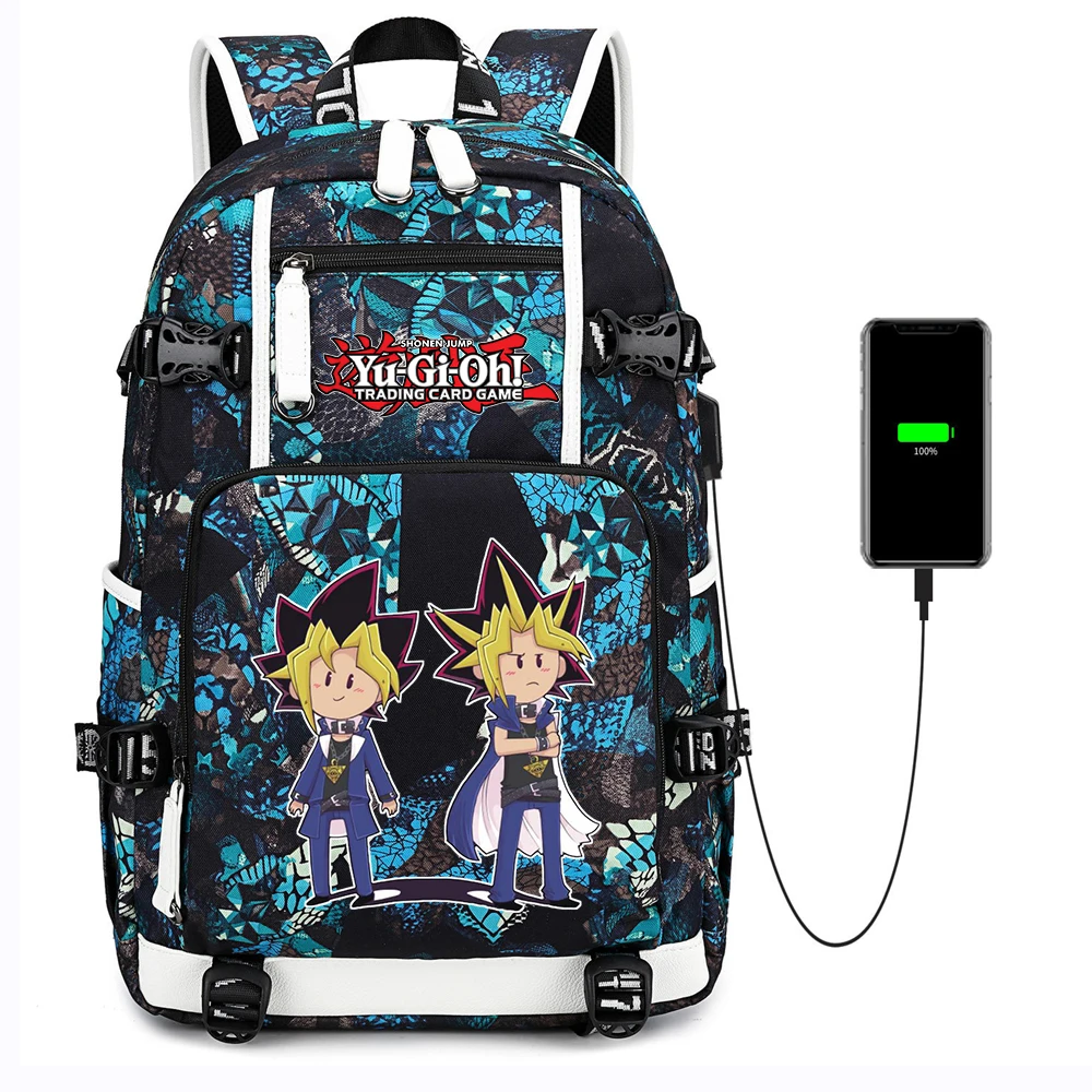 

Anime Yu-Gi-Oh! USB Charging Canvas Backpack Casual School Bag Zipper Shoulder Bag Mochila Laptop Bag Travel Bag Rucksack