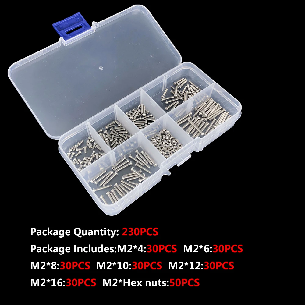 

M2 Hex Button Socket Head Cap Screw Nut Hexagon Metric Thread Machine Bolt Assortment Kit Set 304 Stainless Steel