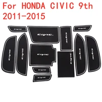 for honda civic 9 2011 2015 9th 3d rubber mat door slot pad cup cushion groove mat lnterior anti slip mat car accessories