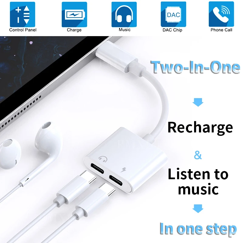 2 in 1 USB Type C Adapter Earphone Connector Splitter For Huawei P40 P30 Xiaomi 11 10 Redmi Mobile Phone USBC Charging Converter | Мобильные
