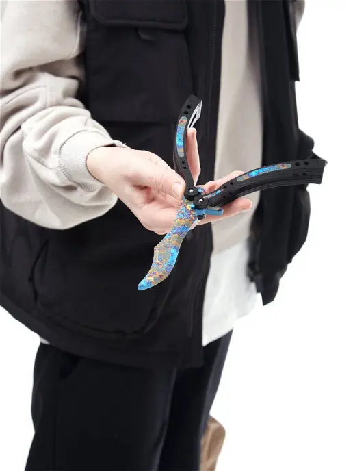 Деревянный детский игрушечный нож Бабочка (butterfly knife) Поверхностная Закалка
